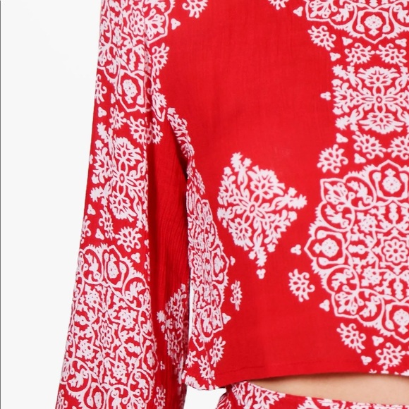 Boohoo Red Tribal Print Shorts Co-Ords Set - Picture 8 of 8